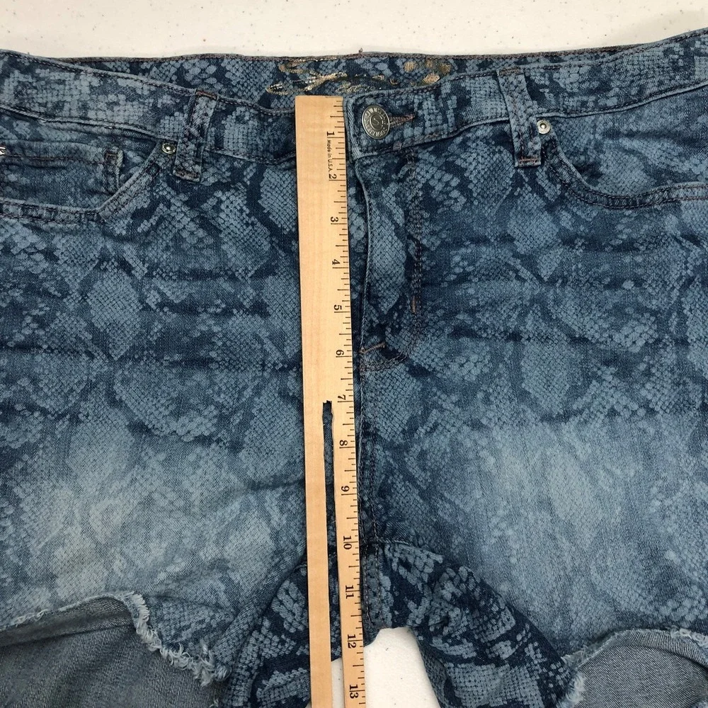 Seven7 Shorts Womens 12 Blue Weekend Short Python Indigo Snake Print Denim Norm